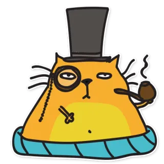 😎 cat, top hat, monocle, pipe, sticker, cartoon, cute telegram sticker