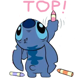 🐨 Stitch TOP! Stitch, cartoon, crayon, blue, animated, funny telegram sticker