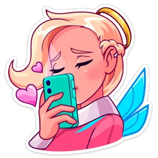 ❤️ ステッカー, 漫画, 女性, 携帯電話, ハート, 愛 telegram sticker