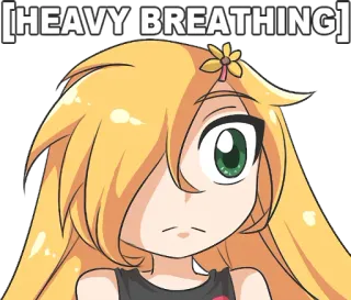 😳 [HEAVY BREATHING] respiro affannoso, anime, cartone animato, ragazza, esausta, emotivo, meme whatsapp sticker