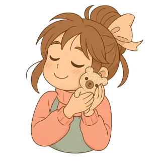 😚 menina, ursinho, desenho animado, fofo, adesivo telegram sticker