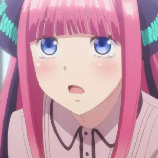 😮 Nino Nakano The Quintessential Quintuplets anime, garota, cabelo rosa, fofa, personagem telegram sticker