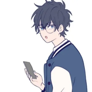 🌫 Anime, Cartoon, Junge, Figur, Brille, Handy whatsapp sticker