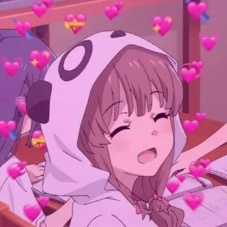 🥰 Anime, Ragazza, Panda, Cuori, Carino, Kawaii telegram sticker