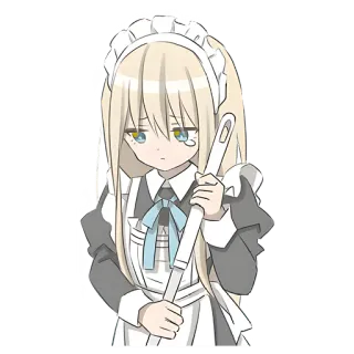 😔 动漫, 女仆, 可爱, 女孩, 漫画, 角色 telegram sticker