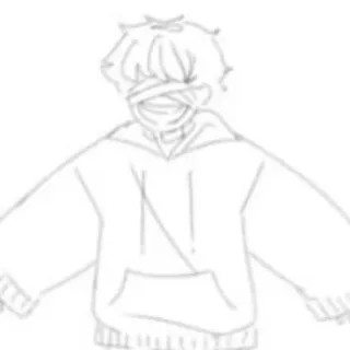 😄 sketch, drawing, bandaged, hoodie, anime style, manga style, character telegram sticker