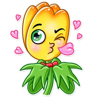 😚 bunga, imut, kartun, emoji, ciuman, cinta, hati whatsapp sticker