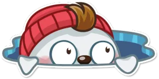 😳 Kartun, Stiker, Musim dingin, Karakter, Lucu, Topi merah whatsapp sticker