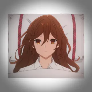 💫 Anime, Mädchen, Bett, liegend, lange Haare, braune Haare telegram sticker