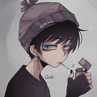 🚬 Goth gothic, anime, hoạt hình, nhân vật, bật lửa, thuốc lá whatsapp sticker