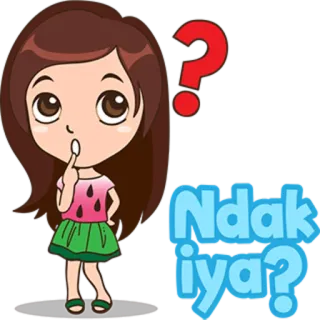 👩 Ndak iya? pergunta, pensando, menina, desenho animado telegram sticker