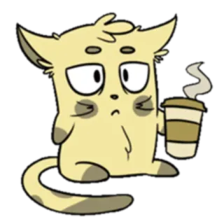 ☕️ cat, coffee, cartoon, tired, animal, drink telegram sticker