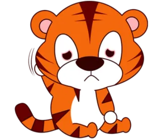 🐯 tiger, animal, cartoon, cute, sad, mammal telegram sticker