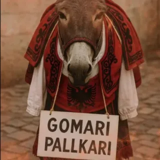 🤩 GOMARI
PALLKARI asino, animale, cartello, divertente, albanese, Gomari, Pallkari telegram sticker