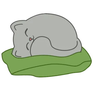 😴 고양이, 수면, 베개, 동물, 귀여운, 만화, 회색 telegram sticker