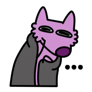 😑 ... chien, dessin animé, mignon, animal, autocollant, violet, pensif telegram sticker
