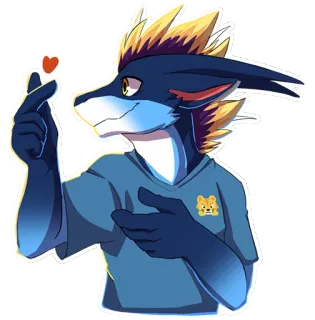 ❤️ anthro, furry, character, cartoon, finger heart, kawaii telegram sticker