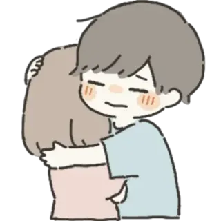😞 объятие, мультфильм, нежность, любовь, милый, пара, романтика telegram sticker