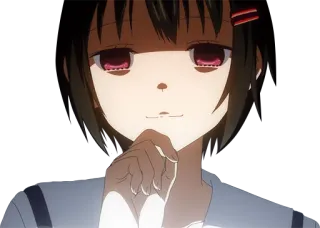 😈 Anime, Mädchen, Süß, Schelmisch, Denkend telegram sticker