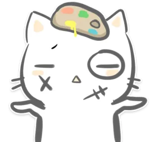 🖌 kot, zombie, artysta, obraz, paleta, słodki, kreskówka telegram sticker