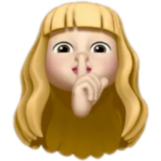🤫 эмодзи, тсс, тихо, тишина, блондинка, девушка telegram sticker