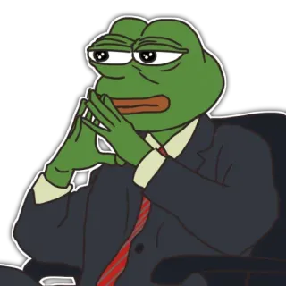 🤔 Pepe the Frog pepe, frog, meme, thinking, business, suit telegram sticker