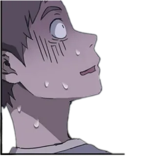 😨 anime, sweat, nervous, expression, worry, fear telegram sticker
