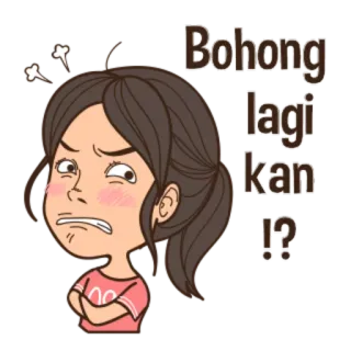 😡 Bohong lagi kan!? dibujos animados, expresión, frustración, chica, molesta whatsapp sticker
