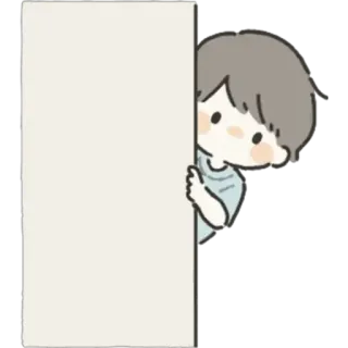 😶 милый, мальчик, подглядывает, мультфильм, рисунок telegram sticker