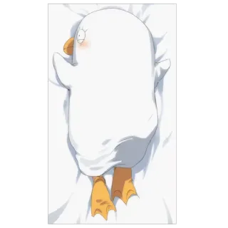 🐔 pássaro, pato, dormir, deitado, animal, desenho animado whatsapp sticker