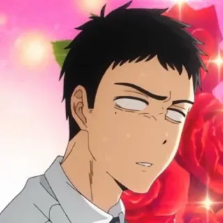 😑 Anime, Charakter, Lustig, Gesicht, Rosen telegram sticker
