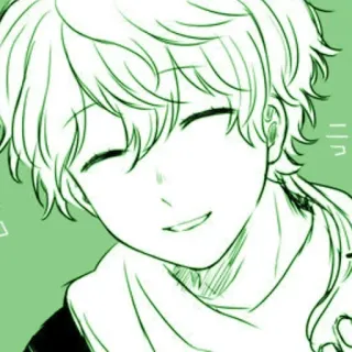 🌟 anime, con trai, cười, xanh lá cây whatsapp sticker