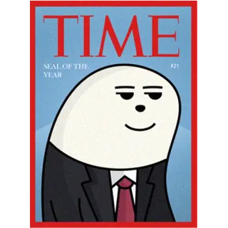 💼 TIME SEAL OF THE YEAR #21 sigillo, Time Magazine, cartone animato, animale, umorismo whatsapp sticker