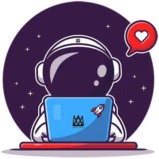 👨‍💻 астронавт, ноутбук, ракета, звезды, космос, любовь, сердце, мультфильм telegram sticker