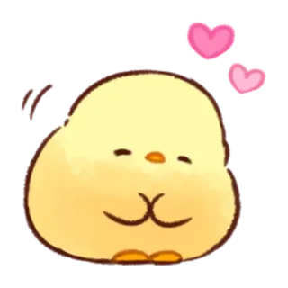 🤩 Pollo, Pájaro, Kawaii, Lindo, Amor, Corazones, Pollito, Emoji, Sticker whatsapp sticker