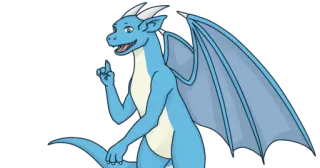 😄 dragón, dibujos animados, fantasía, lindo, animal, azul whatsapp sticker