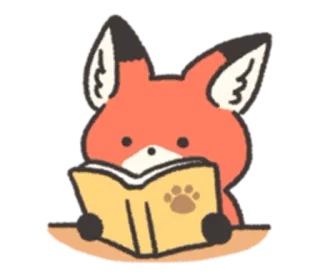📔 狐狸, 动物, 阅读, 书, 可爱, 卡通, 卡哇伊 telegram sticker