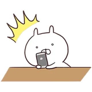 😨 兔子, 震惊, 手机, 惊喜, 卡通, 白色, 可爱 telegram sticker