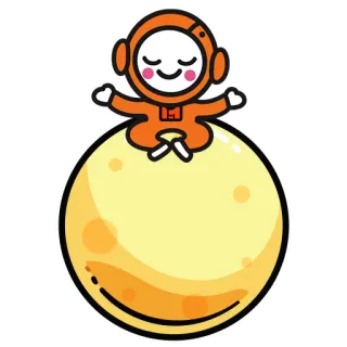 😌 宇宙飛行士, 月, 宇宙, かわいい, 可愛い, 瞑想 telegram sticker
