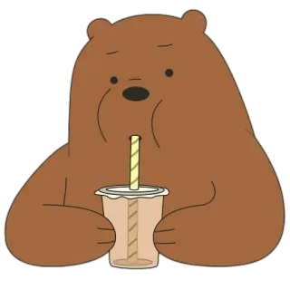 🍺 Grizzly Bear We Bare Bears bear, cartoon, drink, brown, cute telegram sticker
