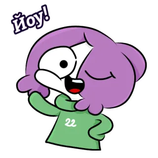 👋 йоу! การ์ตูน, ผมสีม่วง, ทักทาย, ตัวละคร, น่ารัก, โบกมือ telegram sticker