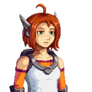 🙂 cartoon, orange hair, anime, pixel art, character, woman, girl telegram sticker