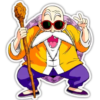 ✌ Master Roshi Dragon Ball Master Roshi, Dragon Ball, Anime, Seni bela diri, Tanda perdamaian, Kartun whatsapp sticker