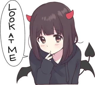 😈 LOOK AT ME anime, devil, demon, girl, cute, kawaii telegram sticker