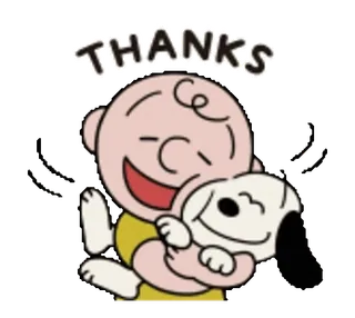 🤗 Charlie Brown Peanuts THANKS 谢谢, 查理布朗, 史努比, 卡通, 友谊, 狗, 花生 whatsapp sticker