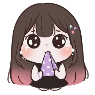 🌈 słodkie, anime, kawaii, dziewczyna, chibi, smutny, łzy telegram sticker