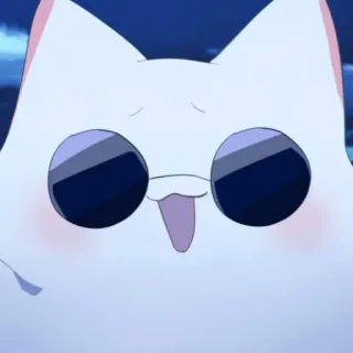 💮 cat, sunglasses, cute, anime, cartoon telegram sticker