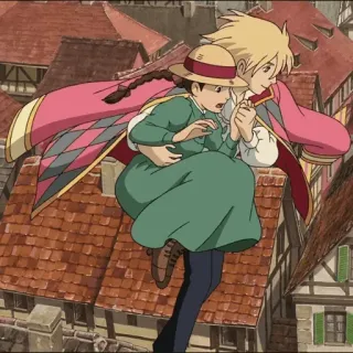 🐇 Howl Howl's Moving Castle Anime, Fantasía, Romance, Pareja, Volando telegram sticker
