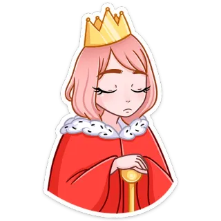 👸 Королева, Корона, Принцесса, Мультфильм, Королевский, Розовые волосы, Женщина, Плащ telegram sticker