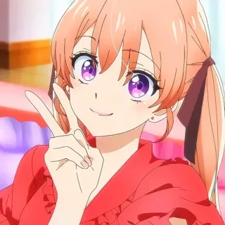 ✌️ Anime, Dziewczyna, Znak pokoju, Słodkie, Uśmiechnięta telegram sticker